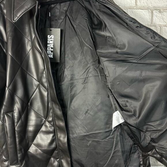 APPARIS Black Jacket Stevie Vegan Faux Leather Quilted Oversize M NEW NWT - Picture 10 of 10